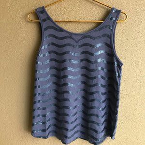 Anthropologie Purple Wavy Sequin Top